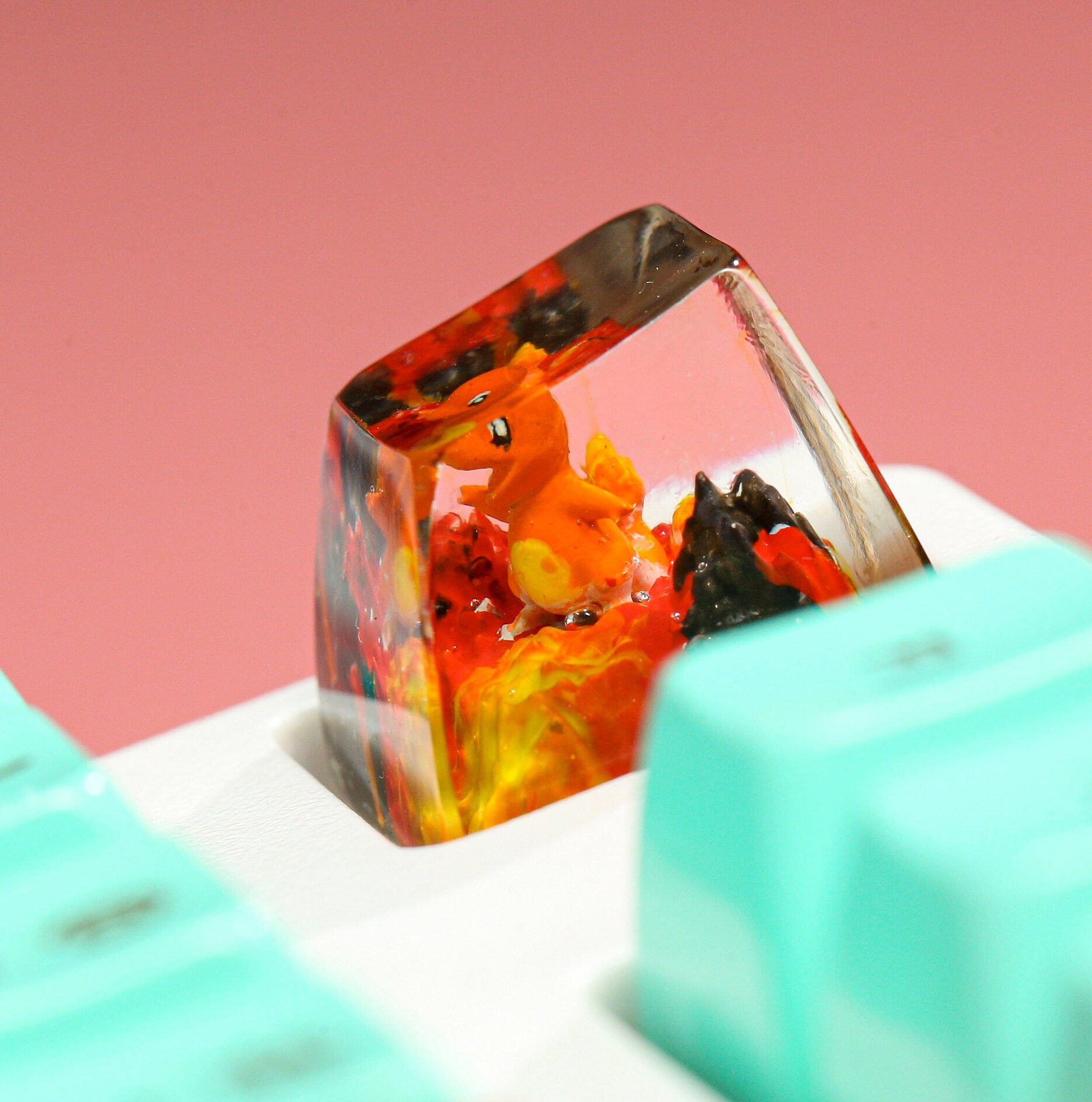 Charmander Pokemon Artisan Keycap, Custom spacebar Keycap, Keycap set, Kute Keycap, Esc Keycap, Anime Keycap, Cherry MX keycaps | Gift for