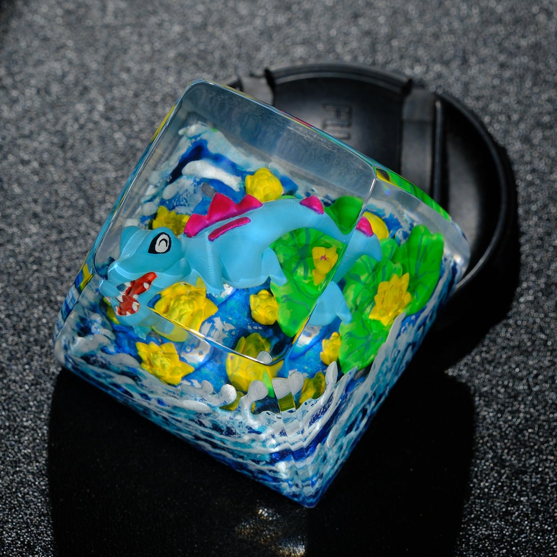 TOTODILE POKEMON Artisan Keycap, Custom Keycaps, Keycaps Anime, Artisan Keycap Cute, Resin Keycaps for Mechanical Keyboard